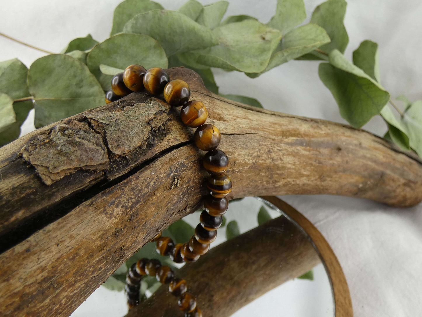 Armband Perlen Tigerauge | Handgemachter Schmuck mit echten Edelsteinen | Für Mut & Selbstvertrauen