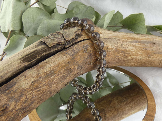 Armband Perlen Rauchquarz | Handgemachter Schmuck mit echten Edelsteinen | Für Erdung & Klarheit