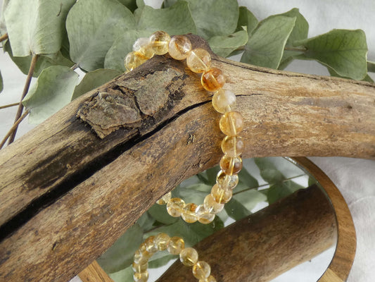 Armband Perlen Citrin | Handgemachter Schmuck mit echten Edelsteinen | Für Freude & Fülle