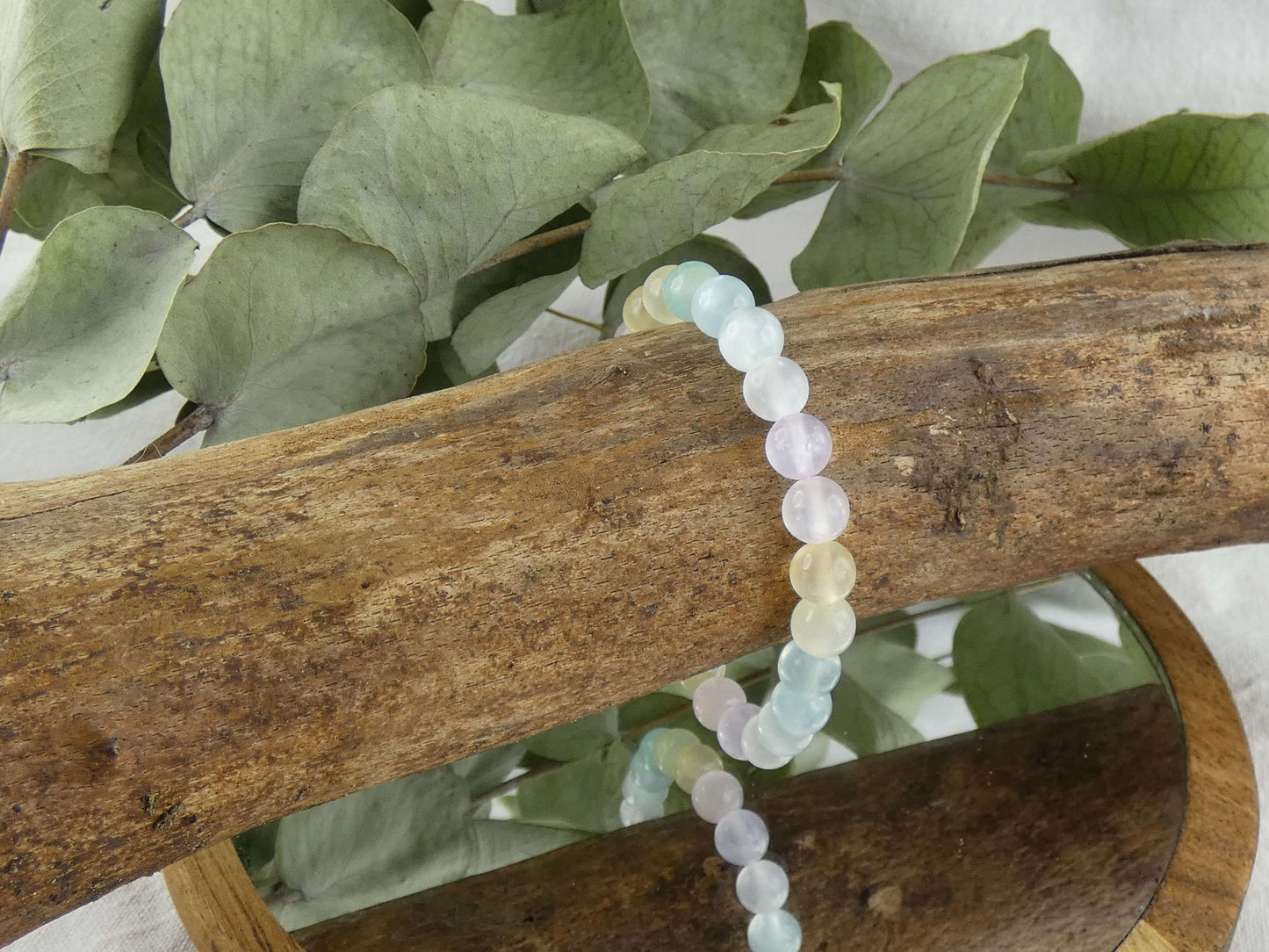 Kinderarmband Perlen Regenbogen Selenit Pastel | Handgemachter Schmuck mit echten Edelsteinen | Für Klarheit & Licht