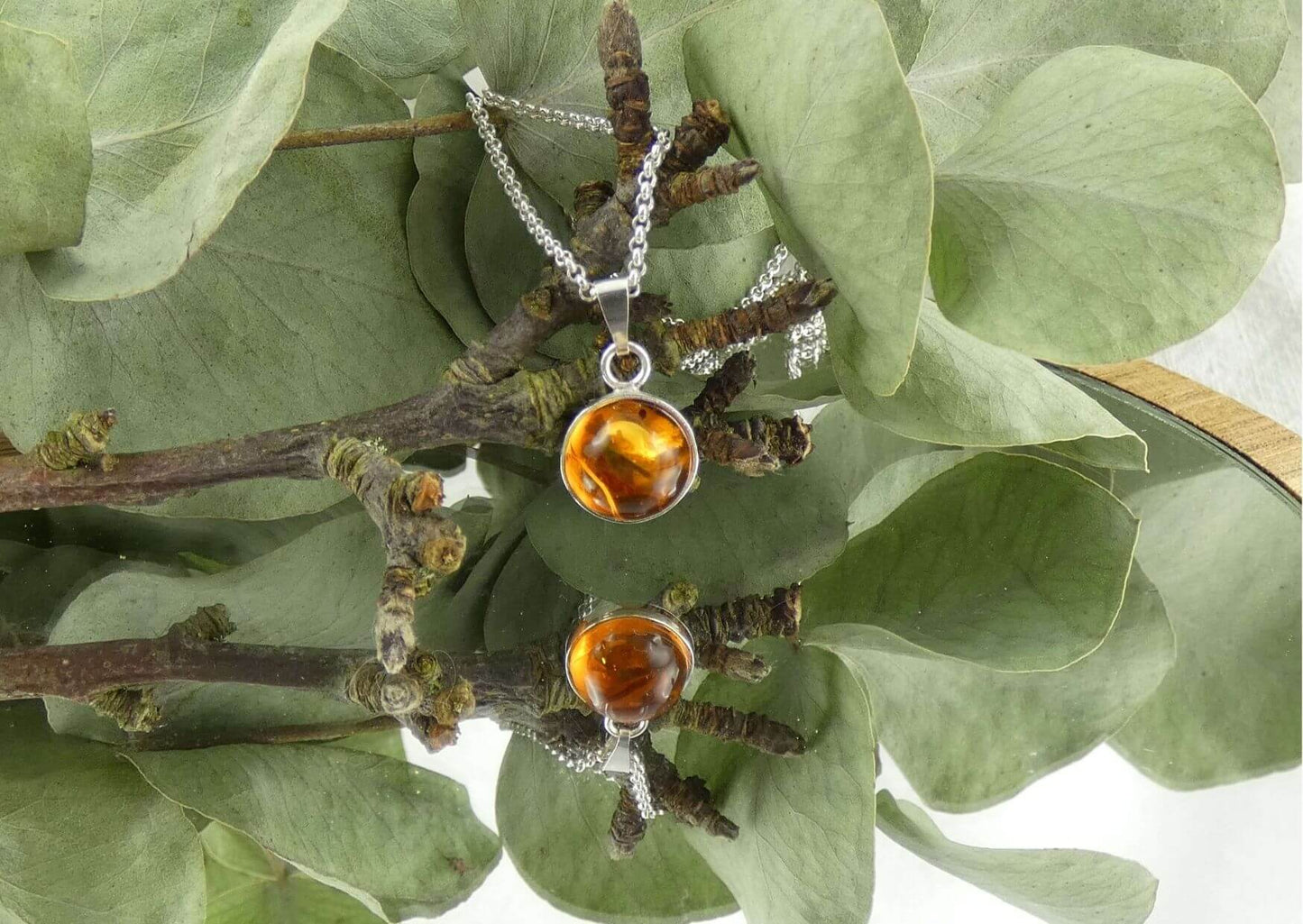 Kette Cabochon Bernstein | Handgemachter Schmuck aus 925 Silber | Für Wärme & Lebensfreude