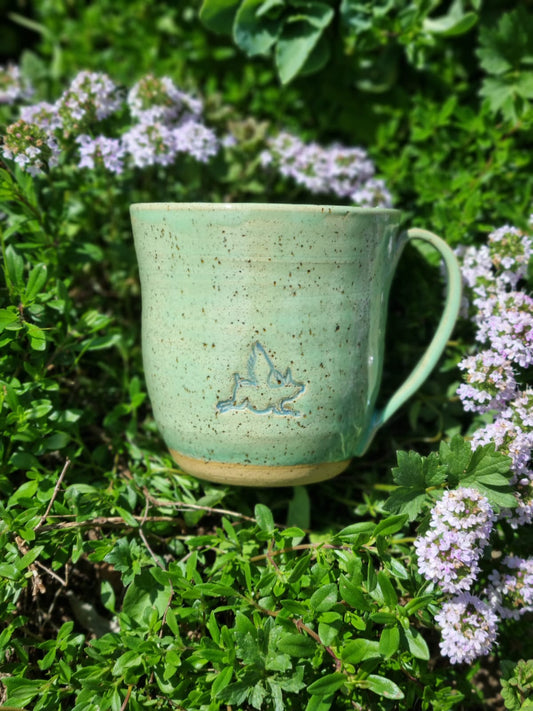 Fliegendes Schweinchen- handgefertigte Keramiktasse aus Schöllkrippen