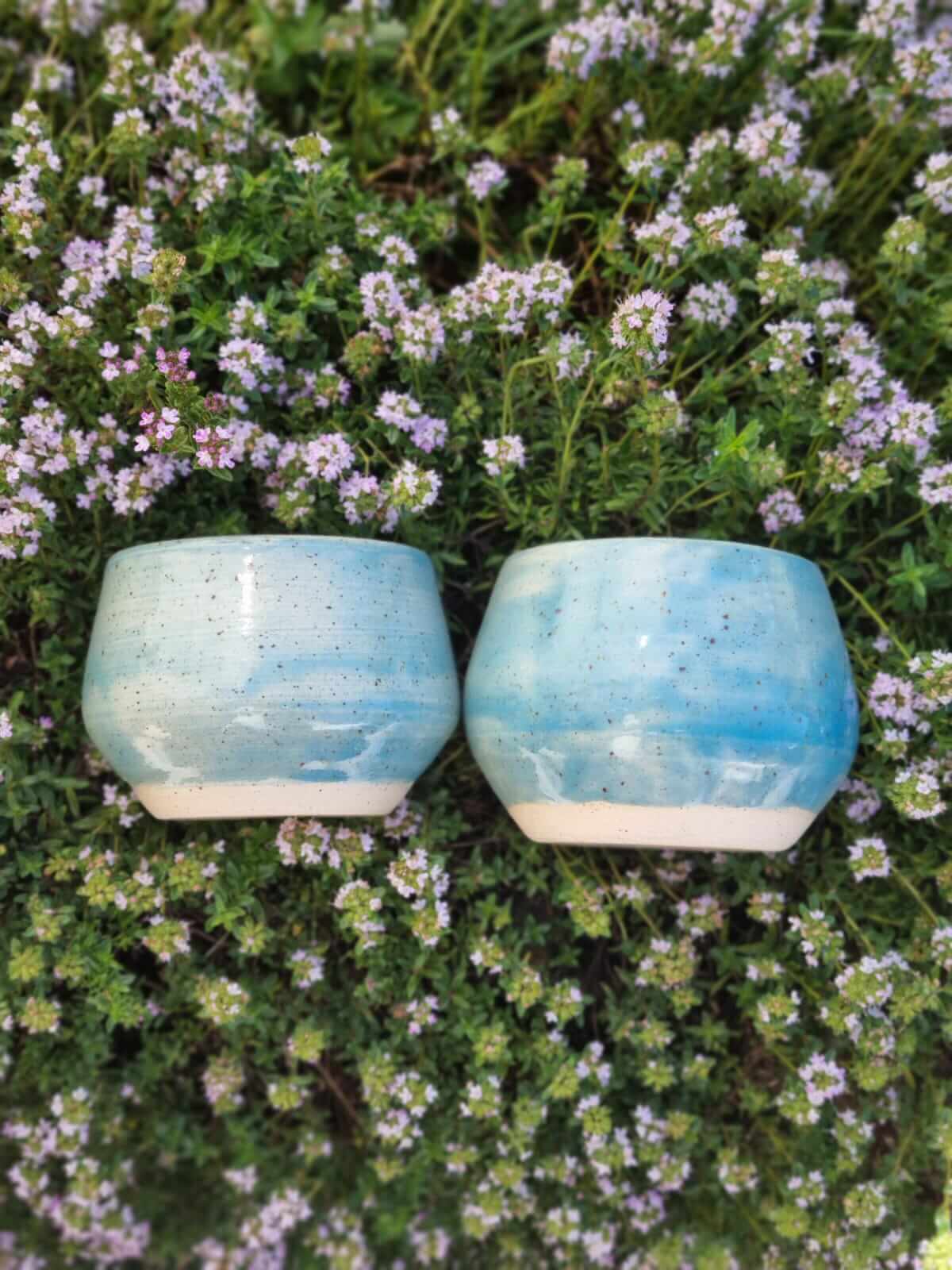 Handgefertigte Keramiktasse für Kakaorituale, Zeremonien & Meditation – mit spirituellem Design, ideal für achtsame Rituale