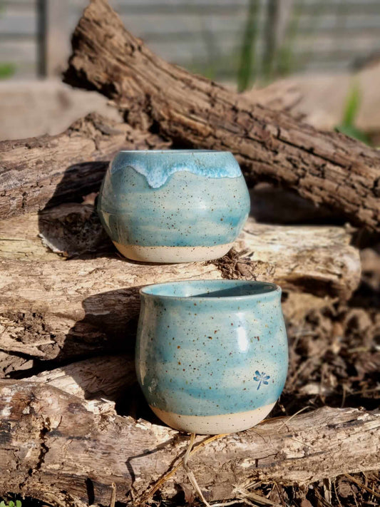 Handgefertigte Keramiktasse für Kakaorituale, Zeremonien & Meditation – mit spirituellem Design, ideal für achtsame Rituale