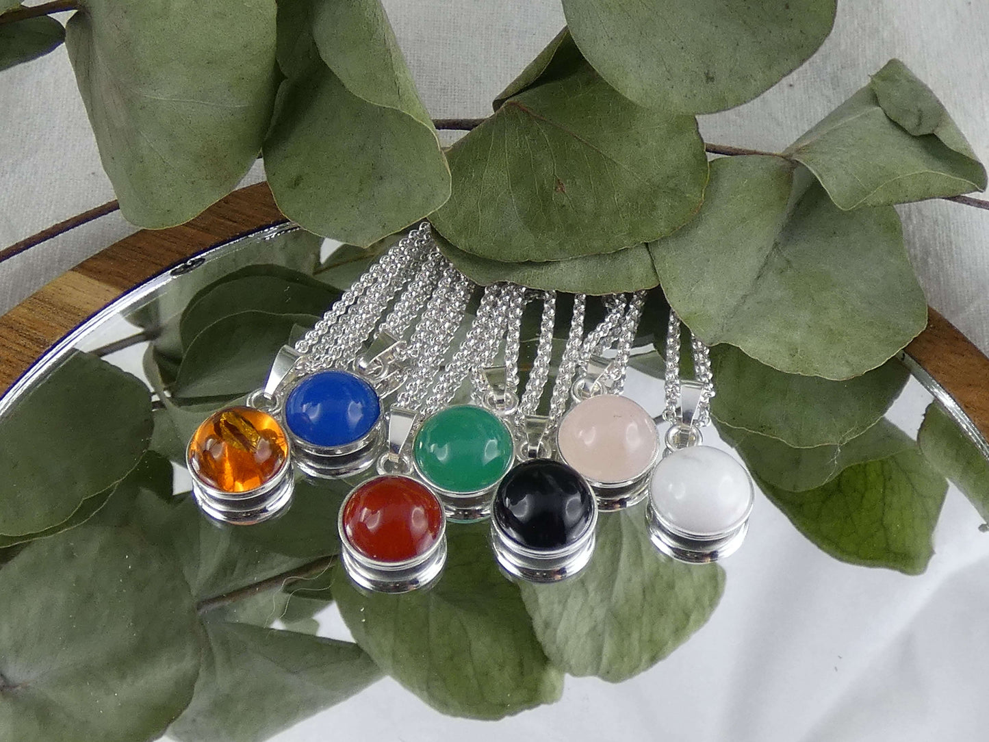 Kette Cabochon Onyx | Handgemachter Schmuck aus 925 Silber | Für Schutz & Erdung