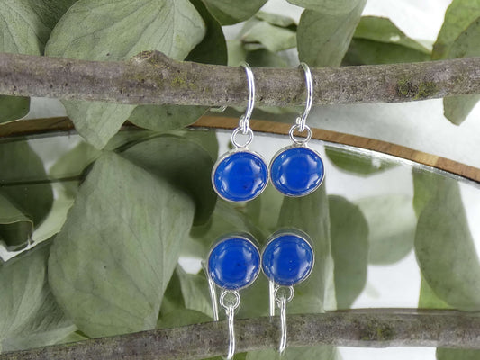 Ohrhänger Cabochon Blauachat | Handgemachter Schmuck aus 925 Silber | Für Klarheit & Kommunikation