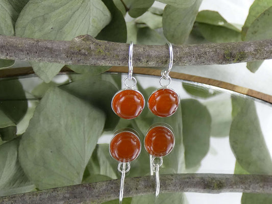 Ohrhänger Cabochon Karneol | Handgemachter Schmuck aus 925 Silber | Für Mut & Lebensenergie