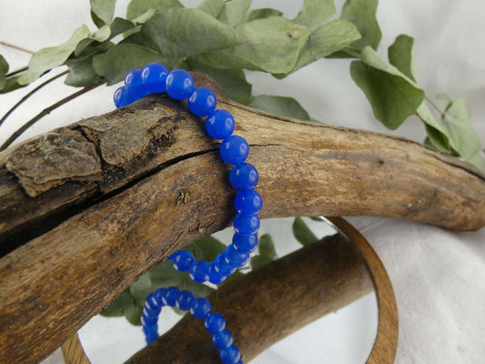 Armband Perlen Blauachat | Handgemachter Schmuck mit echten Edelsteinen | Für Klarheit & Kommunikation