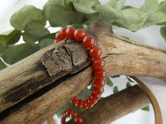 Armband Perlen Karneol | Handgemachter Schmuck mit echten Edelsteinen | Für Mut & Lebensenergie