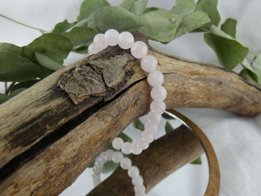 Armband Perlen Rosenquarz | Handgemachter Schmuck mit echten Edelsteinen | Für Liebe & Herzenswärme