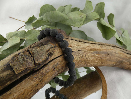Armband Perlen Lava | Handgemachter Schmuck mit echten Edelsteinen | Für Erdung & Stärke
