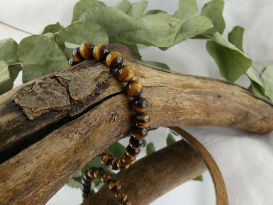 Armband Perlen Tigerauge | Handgemachter Schmuck mit echten Edelsteinen | Für Mut & Selbstvertrauen