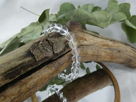 Armband Perlen Bergkristall | Handgemachter Schmuck mit echten Edelsteinen | Für Klarheit & Fokus