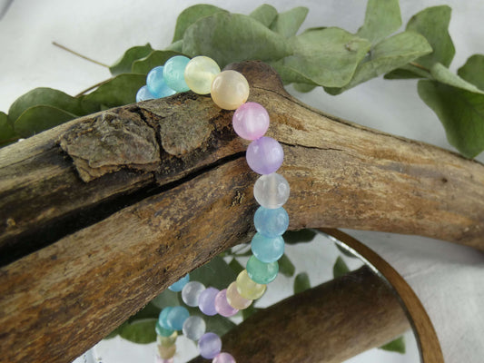Armband Perlen Selenit Kräftig | Handgemachter Schmuck mit echten Edelsteinen | Für Klarheit & Licht