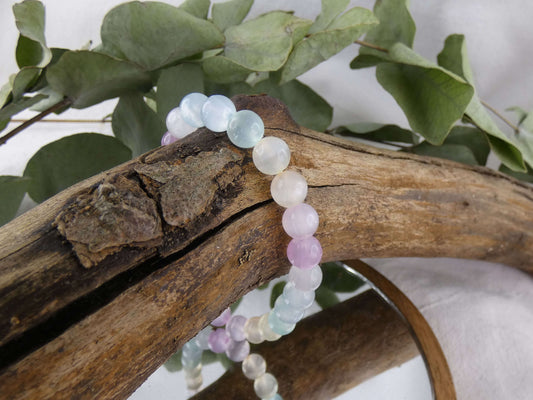 Armband Perlen Selenit Pastel | Handgemachter Schmuck mit echten Edelsteinen | Für Klarheit & Licht