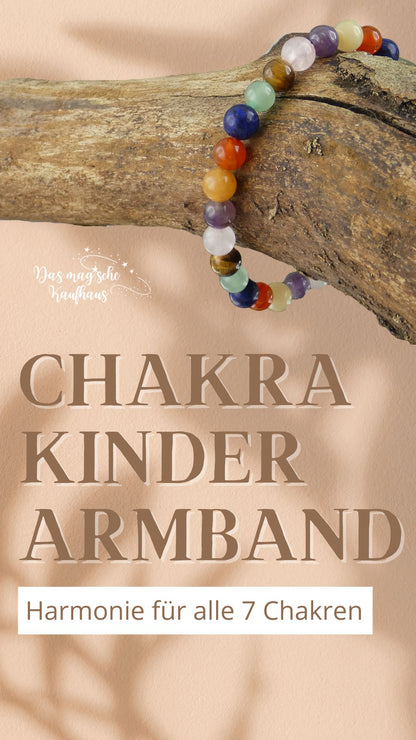 Kinderarmband Chakren | Handgemachter Schmuck mit echten Edelsteinen | Harmonie von Körper, Geist & Seele